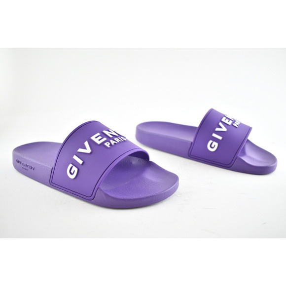 Givenchy Paris Purple Rubber White Logo Slide On Pool Sandal Flip Flop Flat 36 - Picture 5 of 12